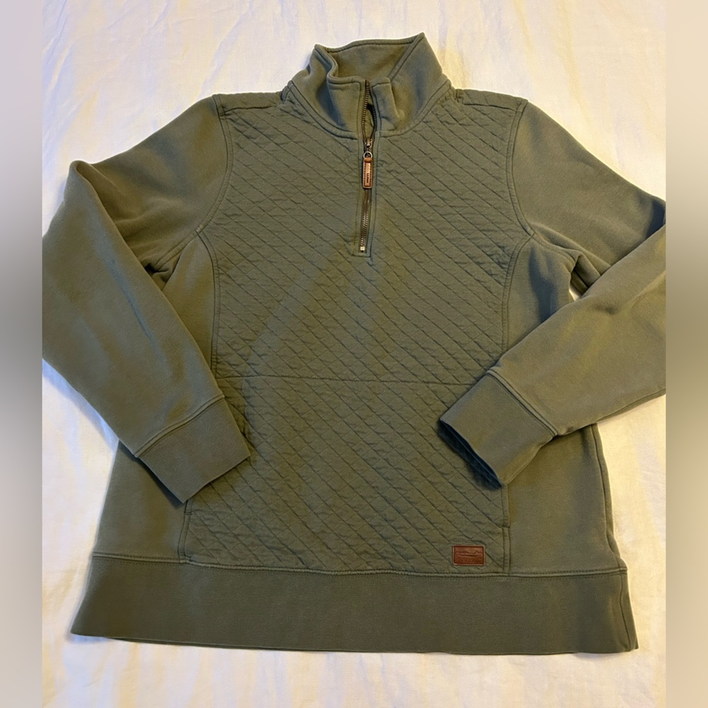 L.L. Bean Women’s 1/4 zip Quilted Pullover Medium Olive Green